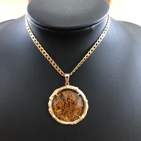 14k solid gold (not plated) orange quartz pendant - Picture 1 of 5